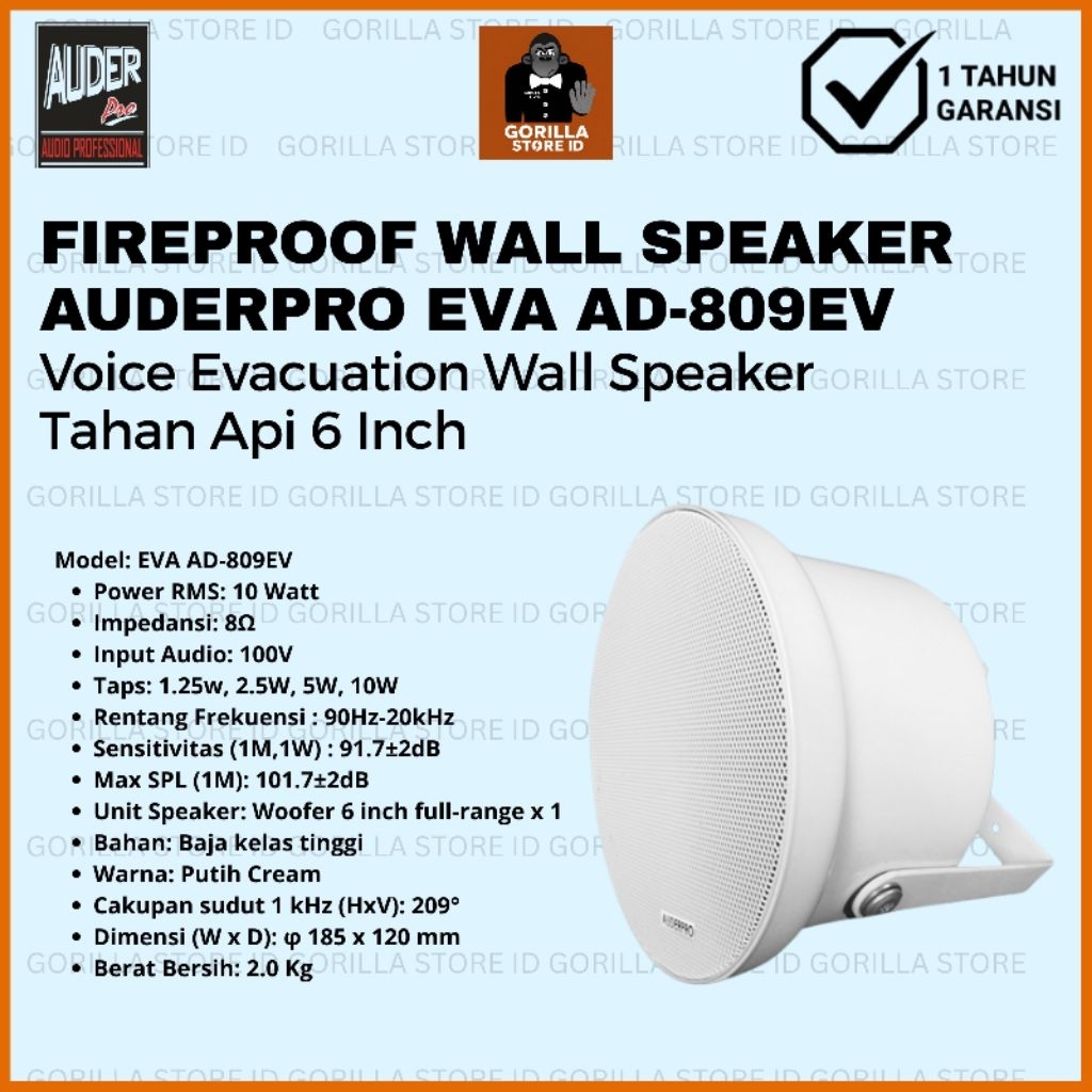 AUDERPRO FIREPROOF WALL SPEAKER EVA AD-809EV
