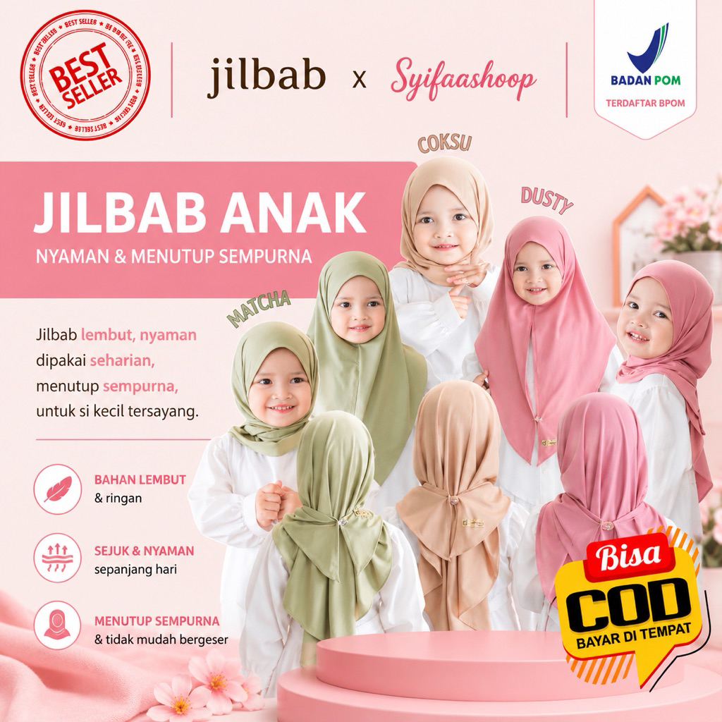 SS- KERUDUNG JILBAB ANAK ZIYA SEGITIGA INSTAN KANCING JERSEY PREMIUM USIA 4-5 TH DESMONDA HIJAB