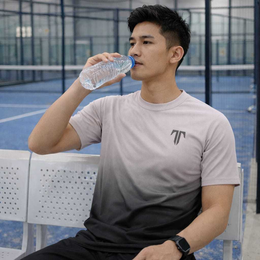 Kaos Jersey Tactical Padel Gradient DB0039 Abu-Abu Hitam Lengan Pendek size XS-5XL
