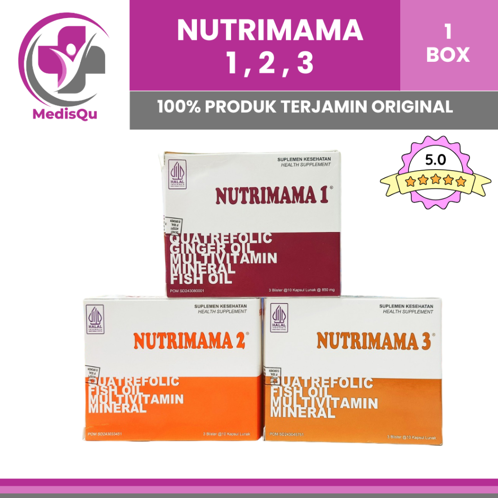 NUTRIMAMA 1 2 3 BOX ISI 30 KAPSUL LUNAK | Suplemen Kehamilan dengan 3 Tahap Masa Kehamilan ( TM 1, T