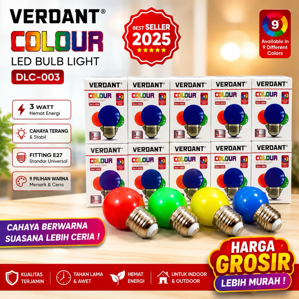 LAMPU LED WARNA VERDANT 3w(harga untuk 10pcs)