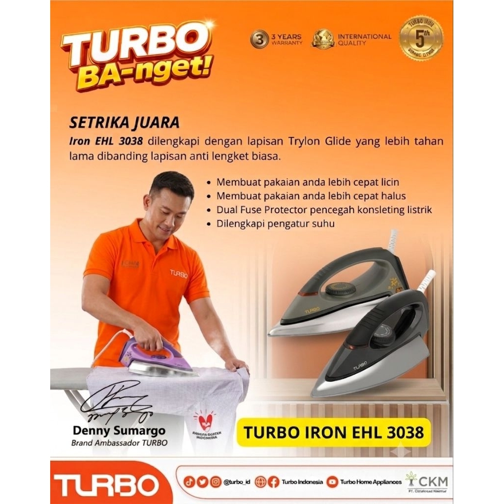 Setrika Turbo EHL 3038 Setrika Listrik Turbo EHL3038 Dry Iron EHL-3038