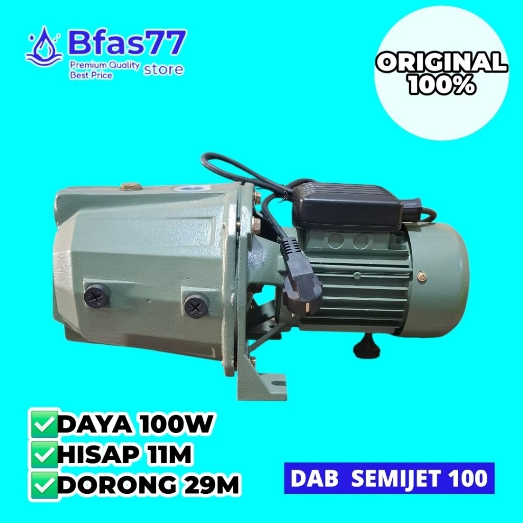 Pompa Air Semi Jet Pump DAB ROCCO JET 100 A JET 100 S Sumur Dangkal Hemat Listrik 100 Watt Original 