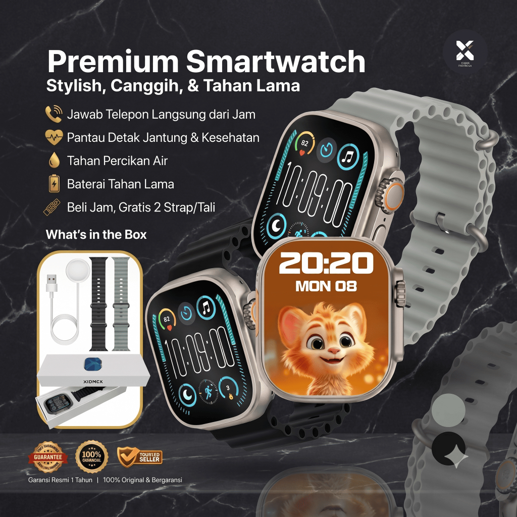 XIONEX Smartwatch – Jam Tangan Pintar Murah | Stylish | Bluetooth Call | Splash Proof | Layar Sentuh