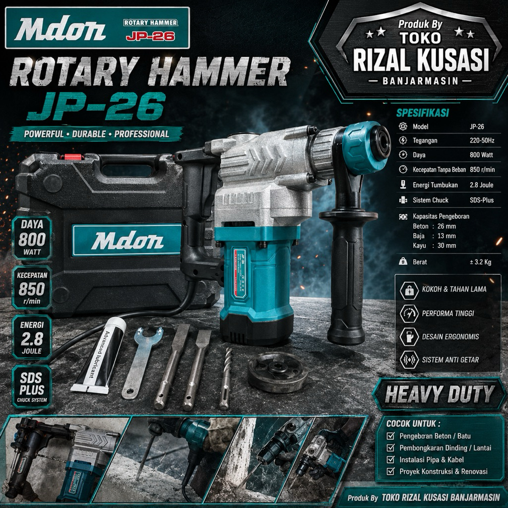 Jack Hammer / Rotary Hammer Merk Mdon JP26 800Watt
