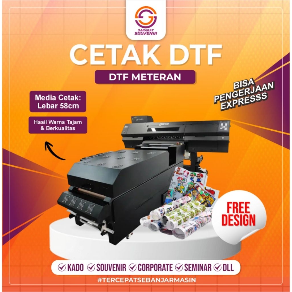 Cetak Dtf Meteran Express, Area Cetak 58cm