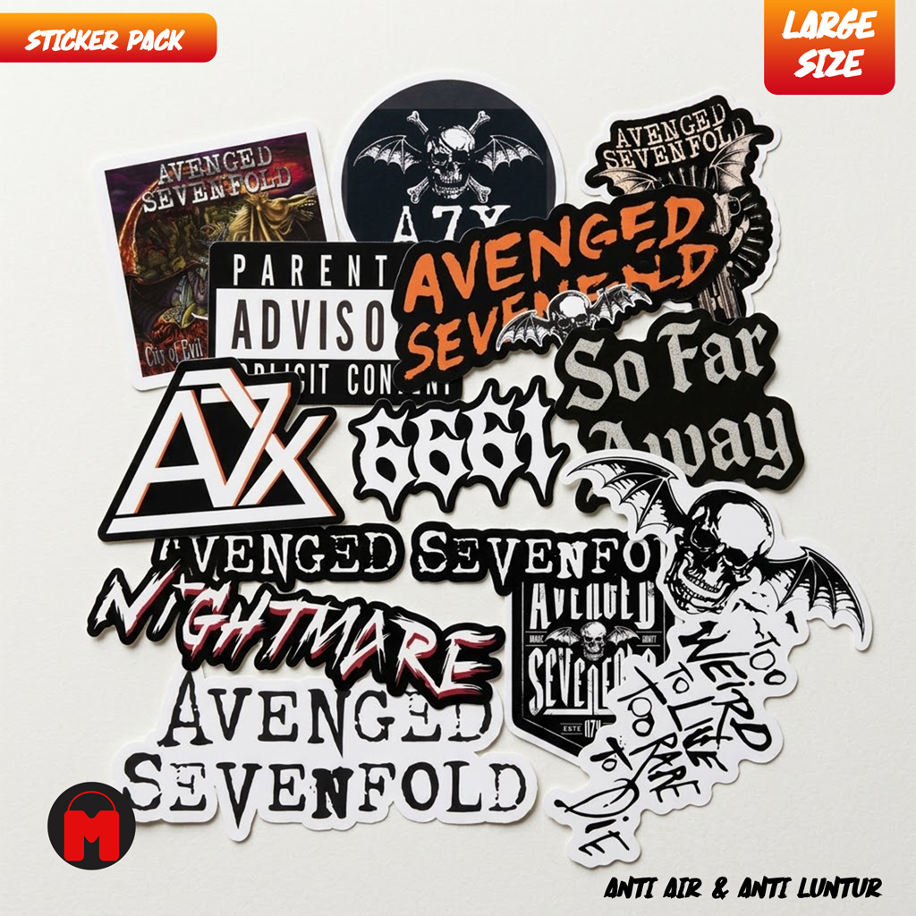 Stiker Band Avenged Sevenfold Large Size 14 Pcs Case HP Laptop Helm