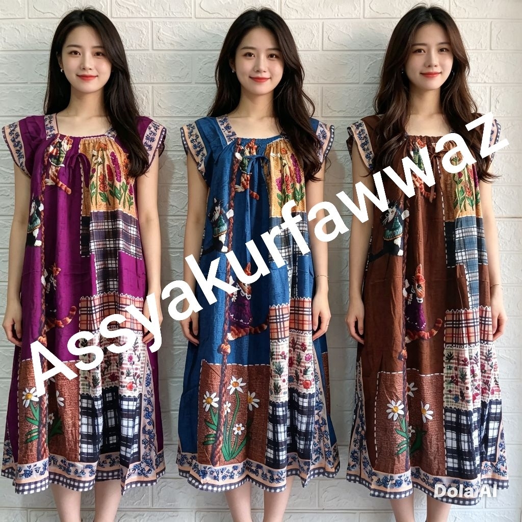 DASTER BATIK ELOK MODEL TANGAN SUSUN  MOTIF KUCING