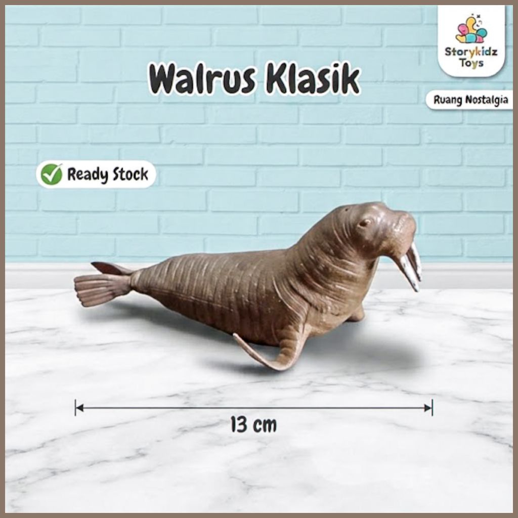 Mainan Edukasi Hewan Laut Walrus Klasik - Figure Singa Laut Taring Panjang Pajangan Anak Preloved