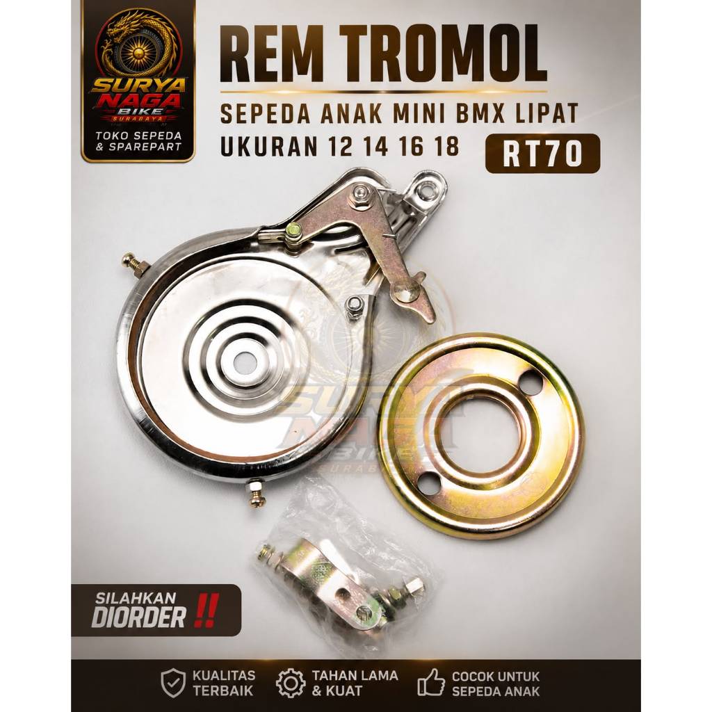 Rem Tromol Belakang Sepeda / Band Brake, kecil 70mm / Rem Tromol Sepeda Anak Mini UK 12 16 18 RT 70 