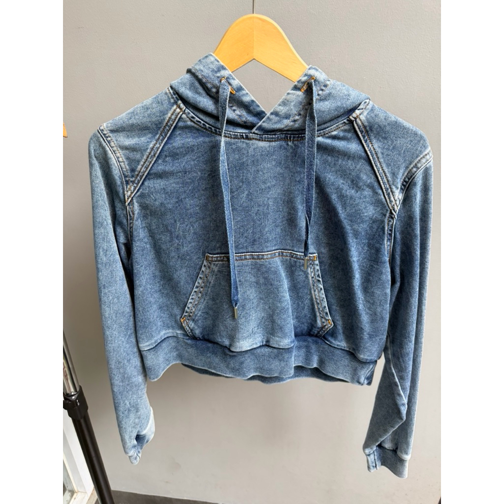 forever 21 denim hoodie top
