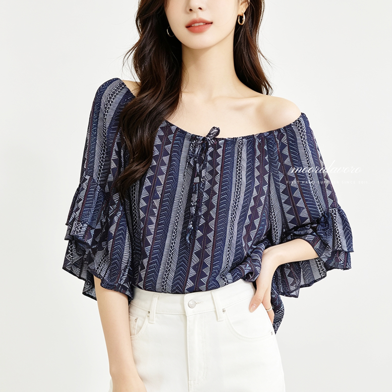 MOSCOW VINTAGE BOHEMIAN RUFFLE BLOUSE KOREAN STYLE READY BANGKOK PREMIUM COLLECTION BKK