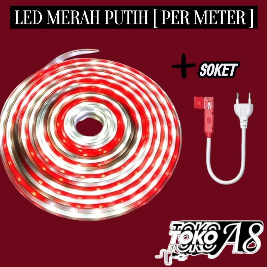 PAKET LED STRIP JEPIT MERAH PUTIH [ PER METER ]