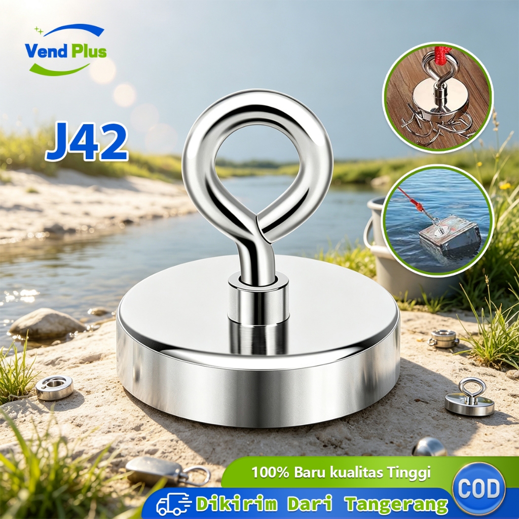 42mm 60kg Magnet Neodynium Kuat Fishing Strong Magnet Bulat Besar Alat Magnet Fishing