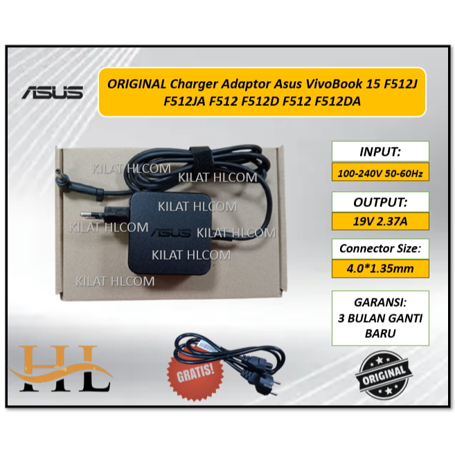 ORIGINAL Charger Adaptor Asus VivoBook 15 F512J F512JA F512 F512D F512 F512DA
