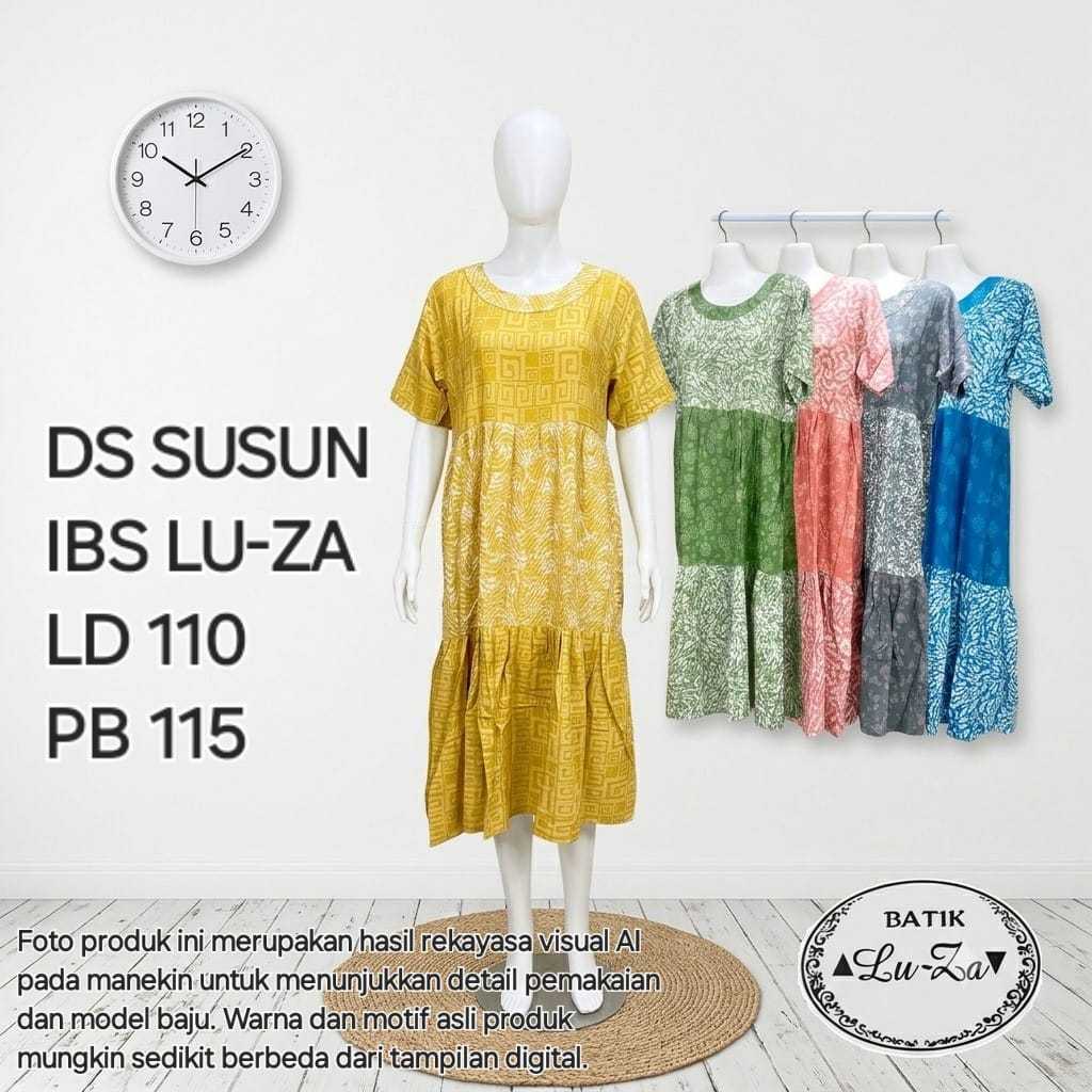 Daster Susun Batik Luza Bahan Santung Rayon lengan Pendek LD 110