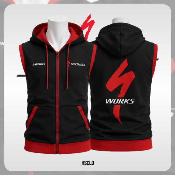 Jaket HOODIE VEST Risleting Spezialized S Works Sepeda Gunung MTB Big Size Bahan Fleece Ukuran Jumbo