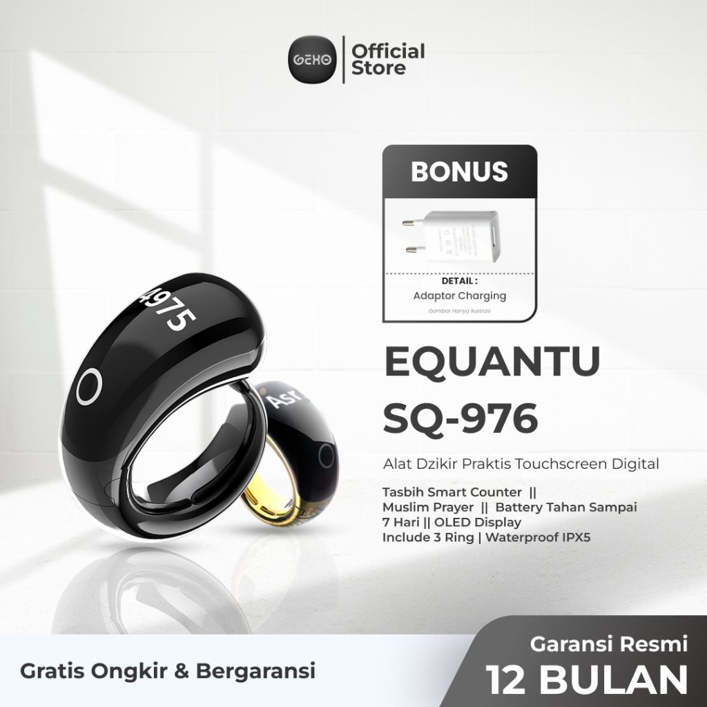 Equantu Zikr Ring Flex SQ-976 | Tasbih Digital | Cincin Tasbih Digital | Cincin Zikir