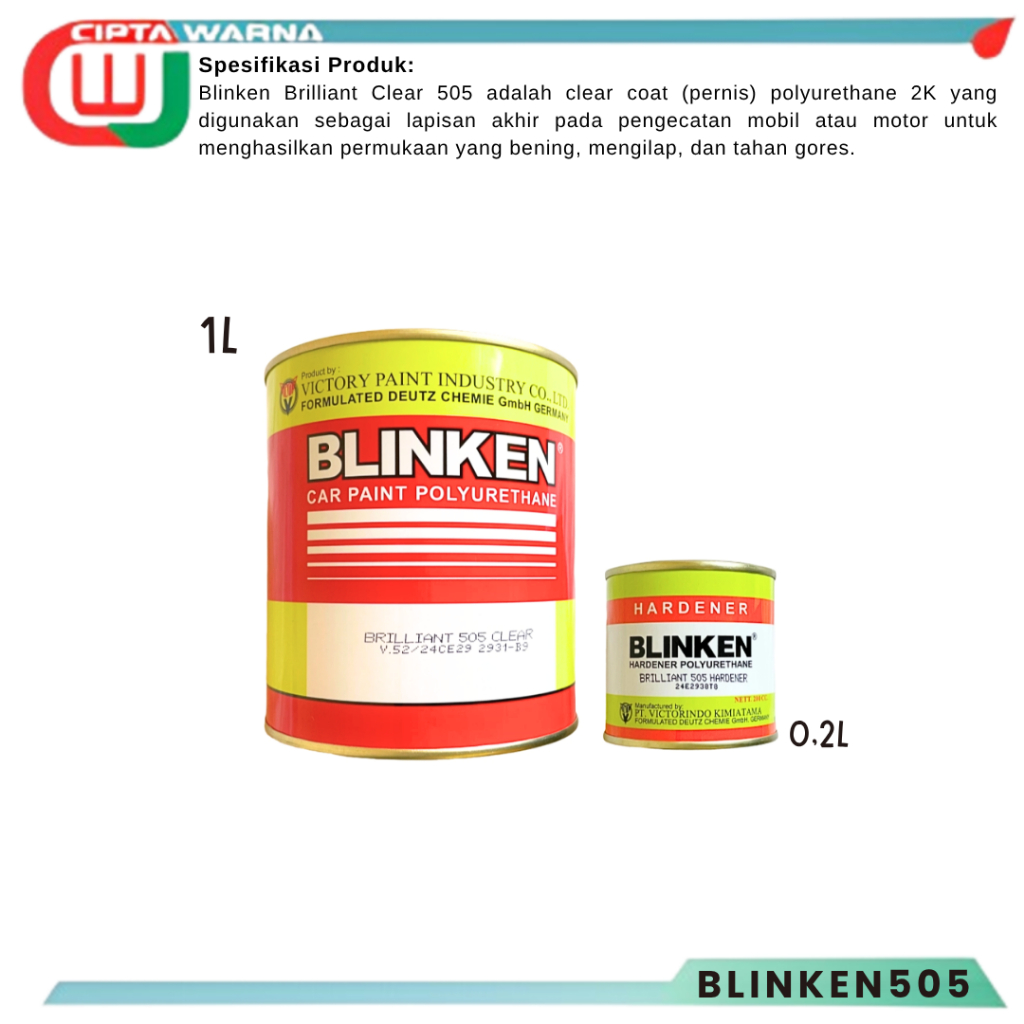 Clear Coat Blinken BRILLIANT CLEAR 505 1 liter Pernis Clearcoat - CWJ
