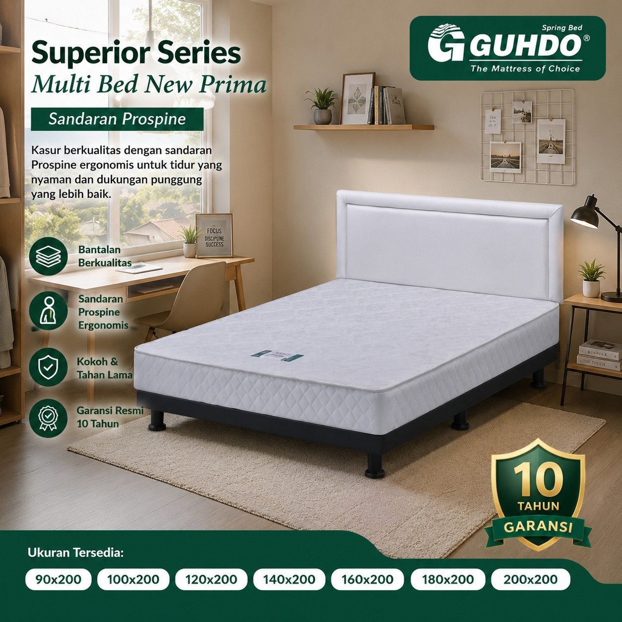 Springbed Guhdo Multibed New Prima - Guhdo Springbed / Springbed Guhdo Sandaran Prospine Ukuran 90x2
