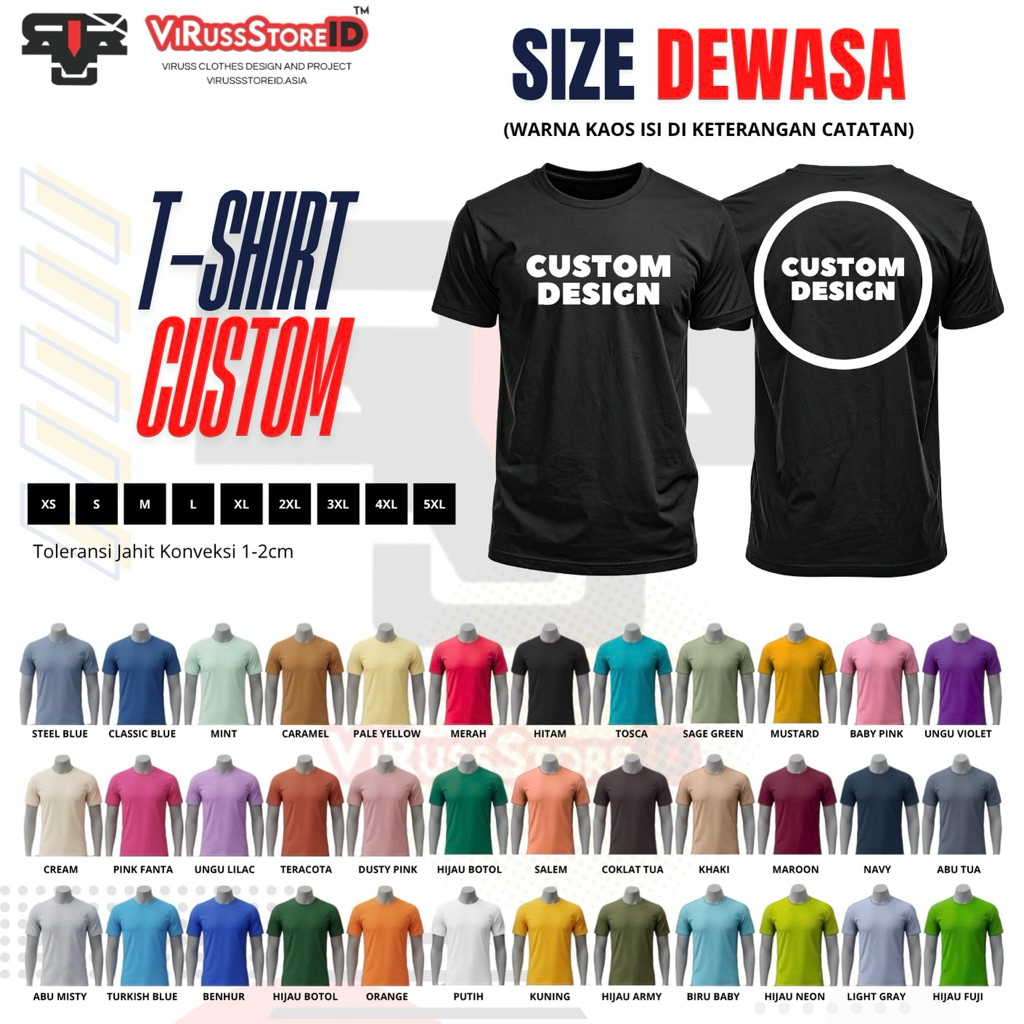 KAOS CUSTOM DESIGN - (DEWASA) 100% COTTON COMBED 30s