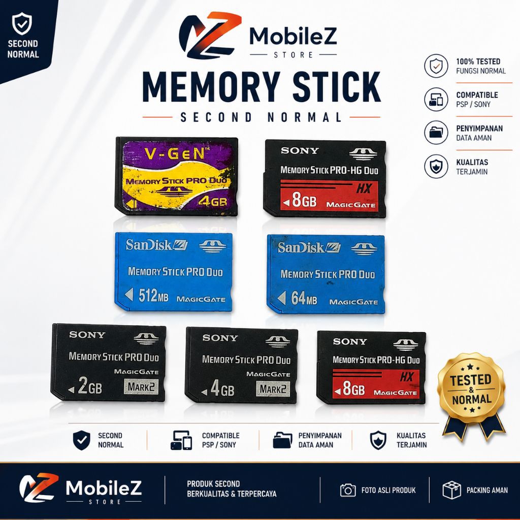 Memory Stick Pro Duo Second Normal Original Sony Sandisk V-Gen 64MB 512MB 2GB 4GB 8GB PSP Kamera Son