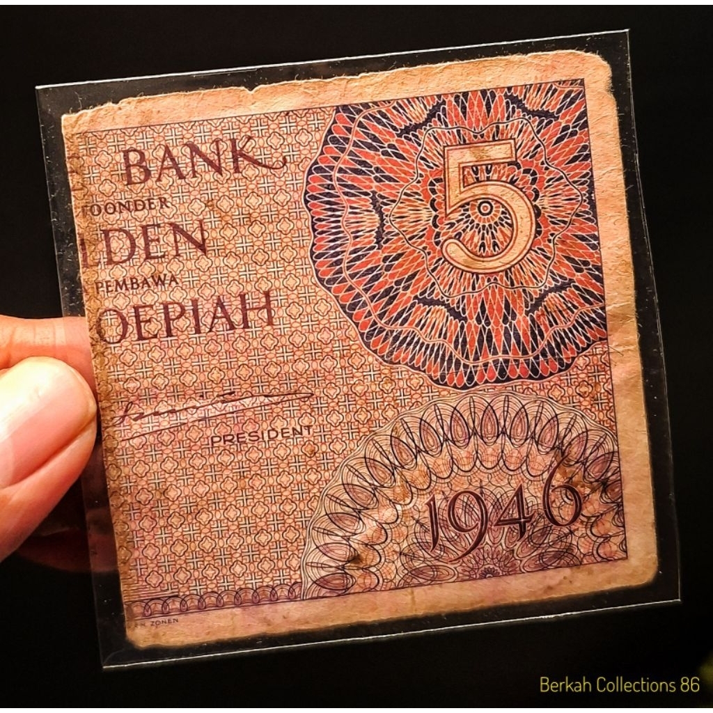 uang senering 5 gulden djb federal asli sebelah kanan
