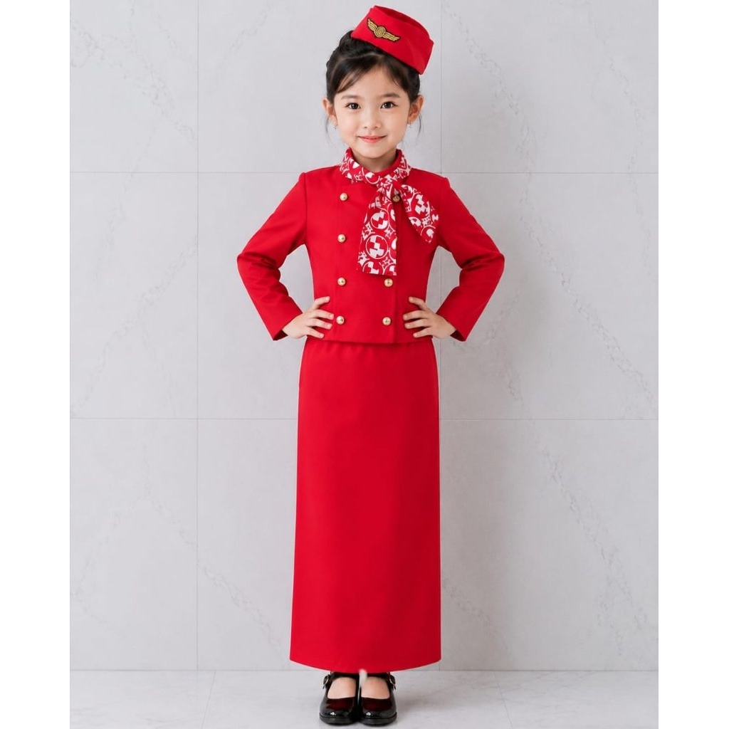 kostum profesi pramugari anak/kostum pramugari anak/seragam profesi pramugari anak/baju pramugari an