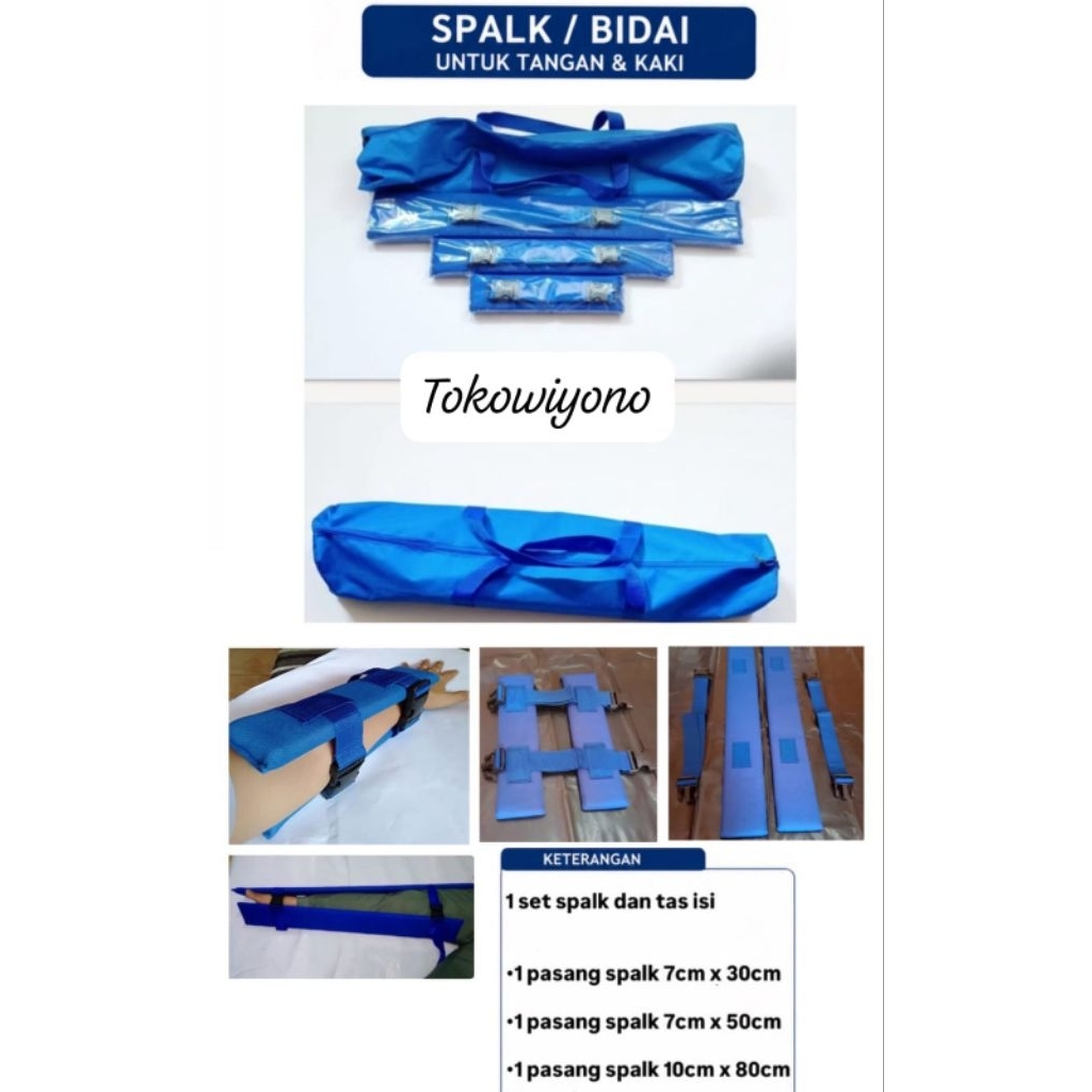 1 set spalk dengan tali dan  tas / 1 set tas bidai tangan dan kaki /  1set spalk atau bidai emergenc