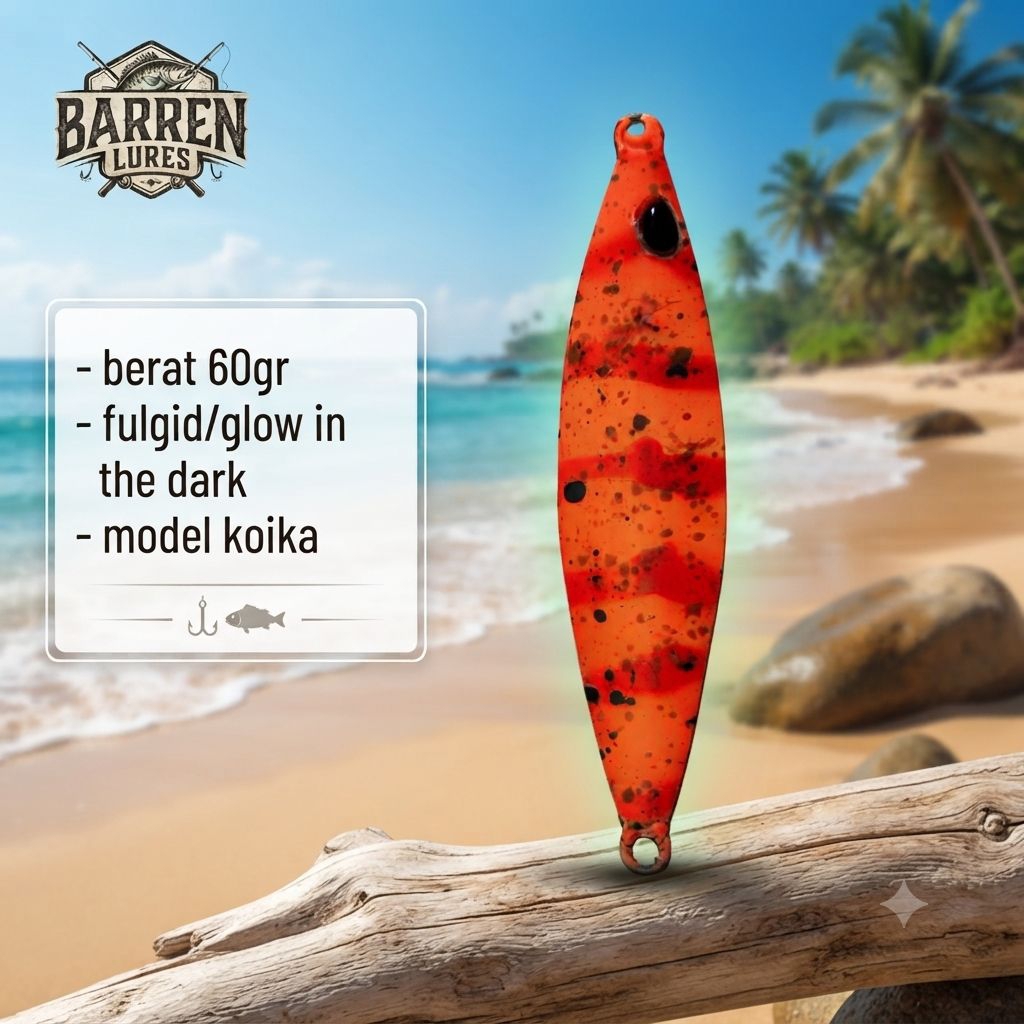 metal jig 60gr motif sunu fulgid bonus asishook,model koika