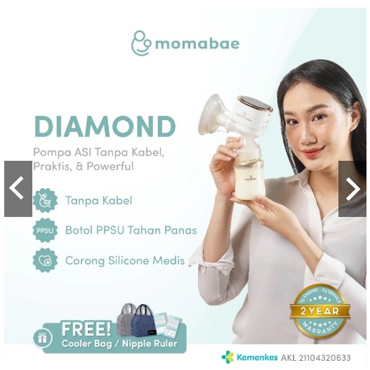MOMABAE - DIAMOND Pompa ASI Elektrik / Breast Pump Electric / Pumping ASI Elektrik Portable