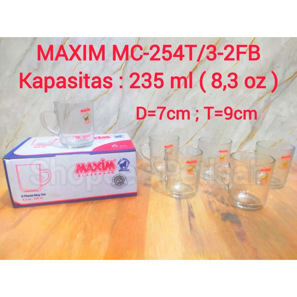Gelas Maxim 235 ml MC-254T/3-2FB (6pcs) / Gelas Maxim Bergagang / Gelas Teh / Gelas Kopi / Gelas Teh