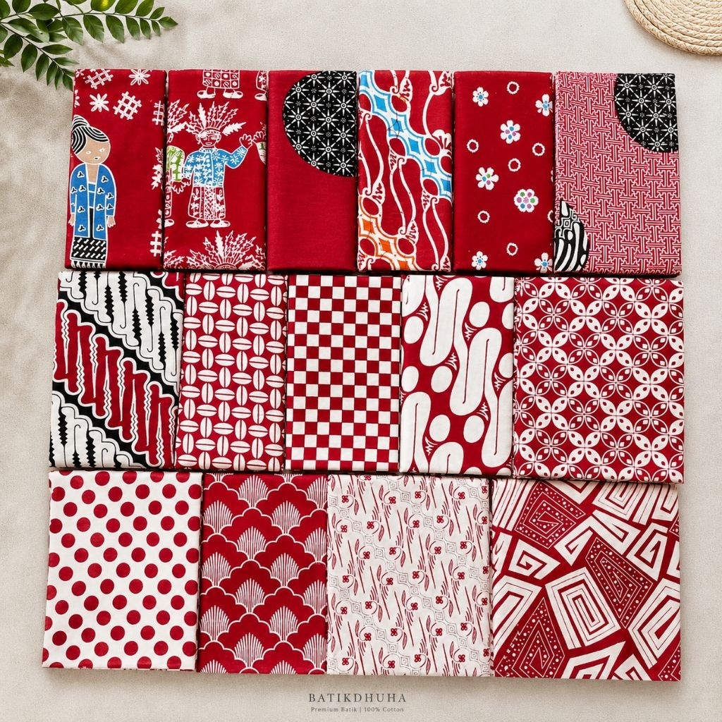 Kain Batik Merah Putih/ Bahan Batik Merah Putih / Kain Raja Batik Murah / Batik Tradisional grosir k