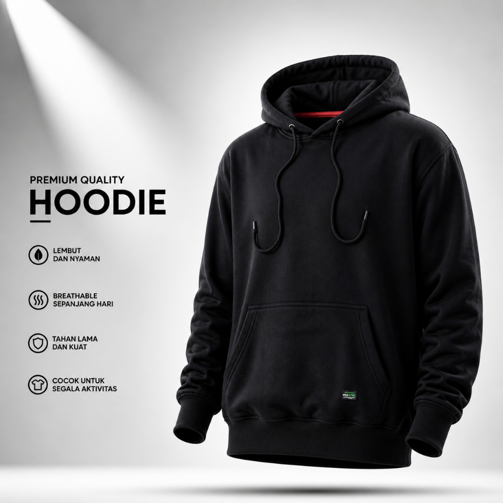 Nsa Ind  Hoodie simplicity   Basic Polos Black pria wanita oversize