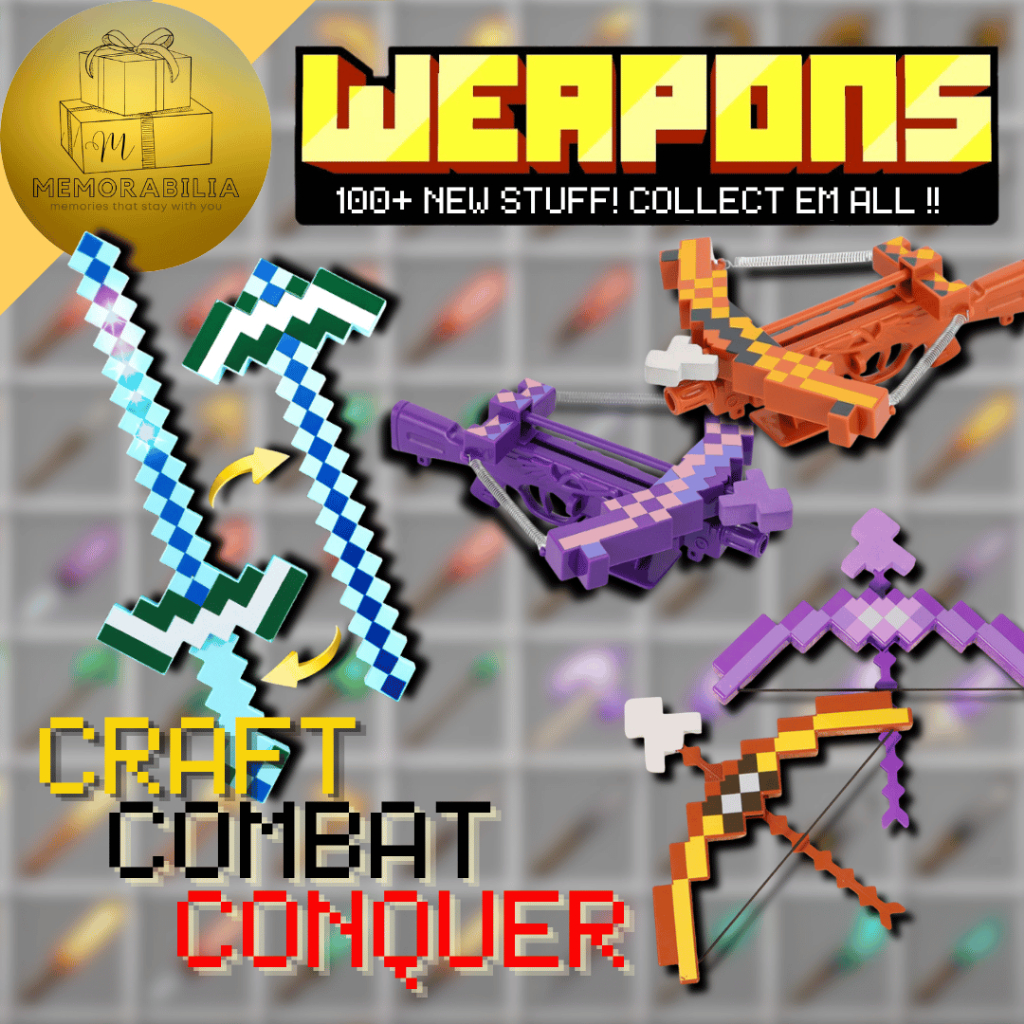 Mainan Anak Pedang Panah Crossbow Minecraft Mini Pixel Weapon Craft Combat Aksesoris Koleksi Aman Co