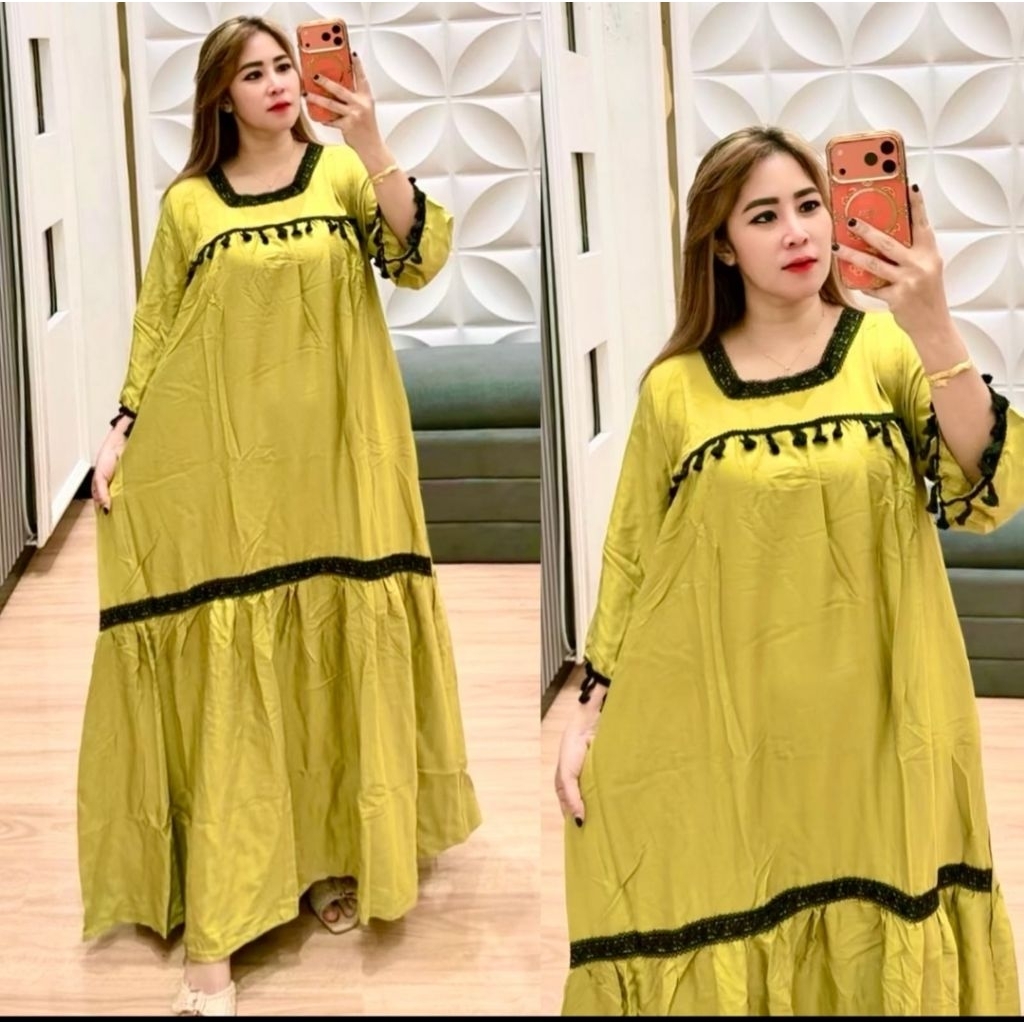 Gamis katun rayon polos Terbaru