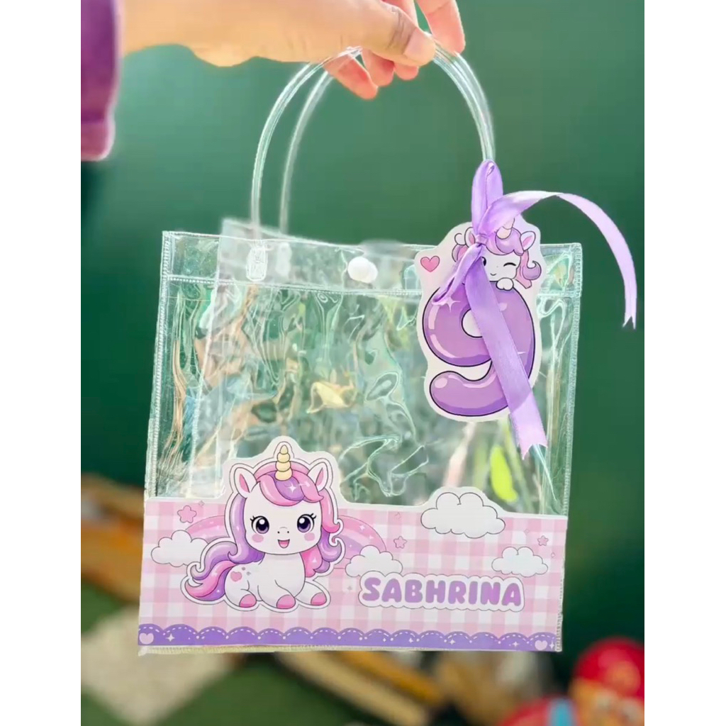 Tas mika transparan hampers custom