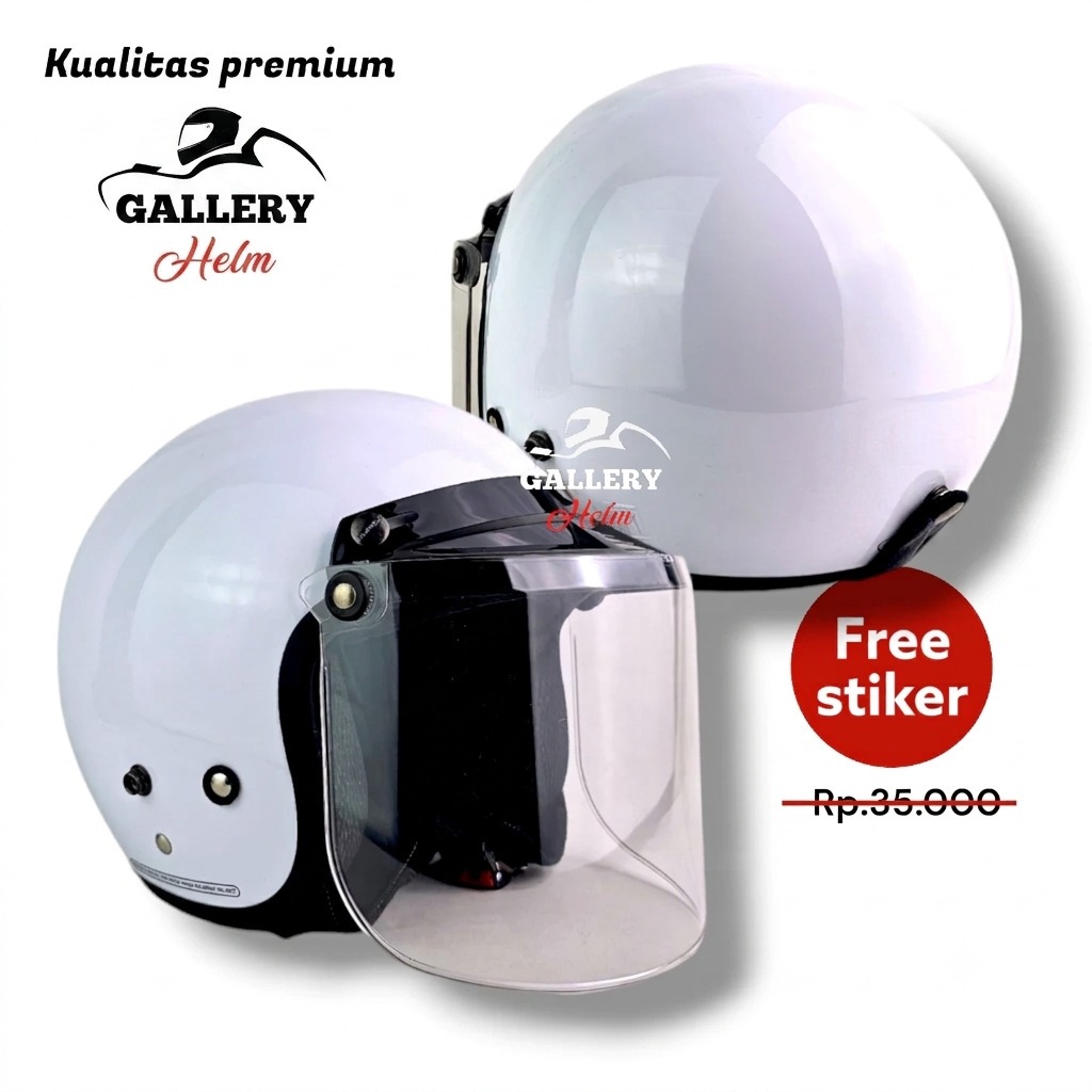 Helm model Bogo Retro Dewasa Premium SNI Kaca Datar Murah / Helm Bogo