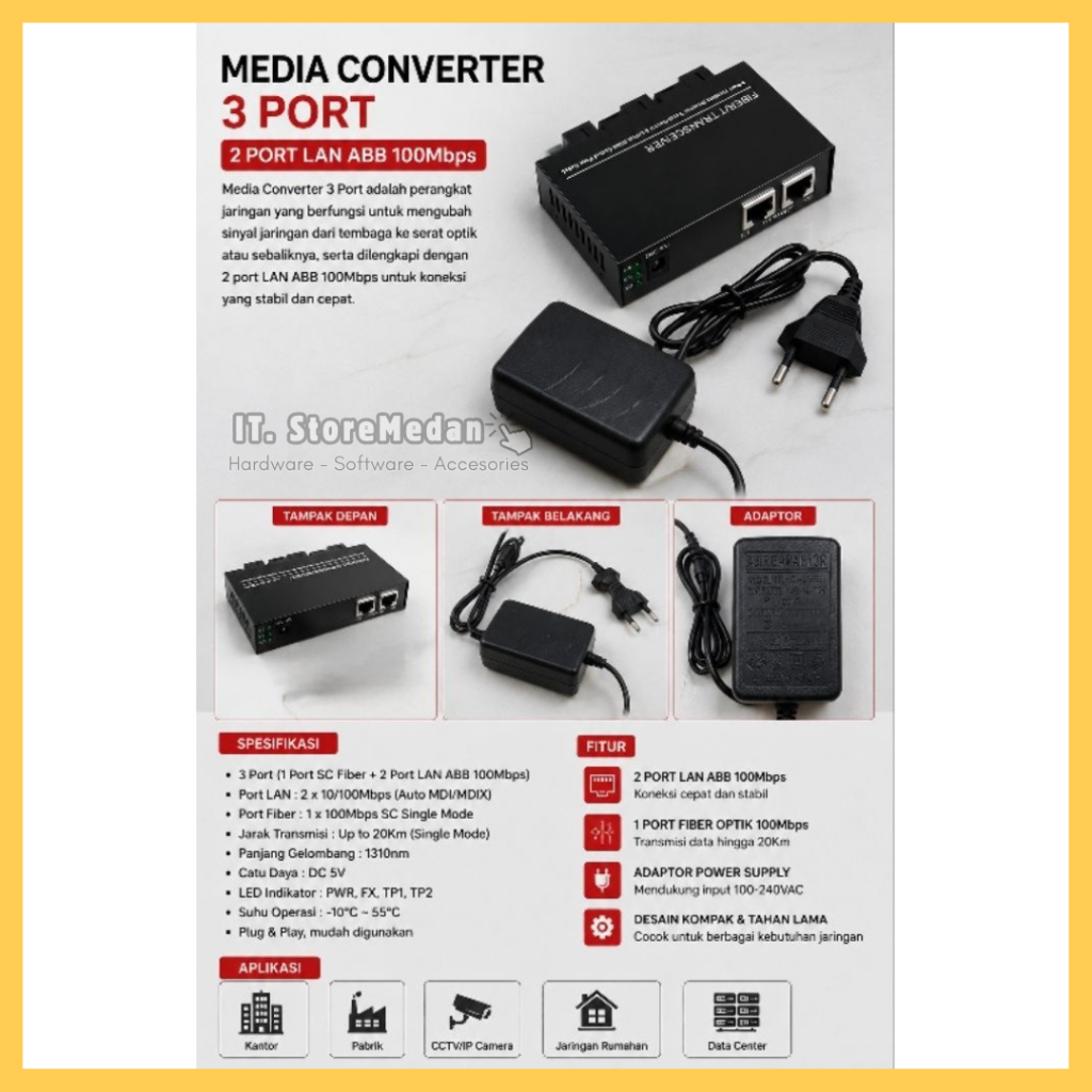 ABB Media Converter 3Fo 3Port 2Port LAN ABB 100Mbps HTB Media Fiber 3Fo 2 LAN