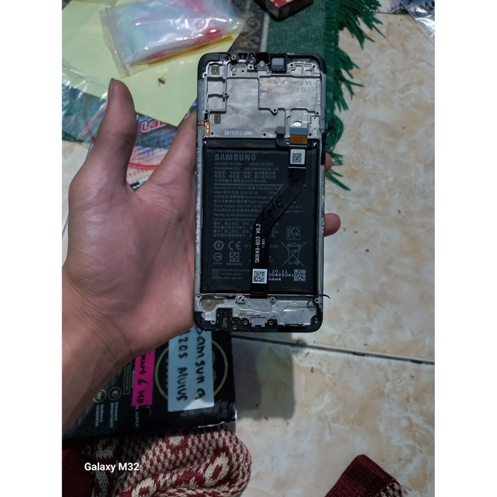 lcd touchcreen + frame + batre samsung galaxy a20s mulus sentuhan aman no minus asli original copota
