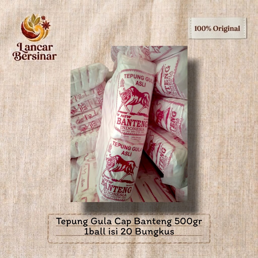 Tepung Gula Asli Cap Banteng Gula bubuk cap banteng 500gr 1ball isi 20pcs