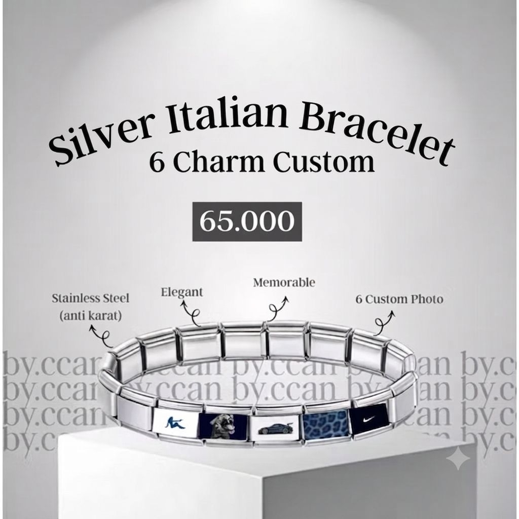 Italian Charm Bracelet custom 6 charm