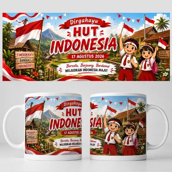 Mug Custom Kemerdekaan Merah Putih Edisi Kilat langsung kirim, Desain Bebas, Harga 2 Pcs, Souvenir