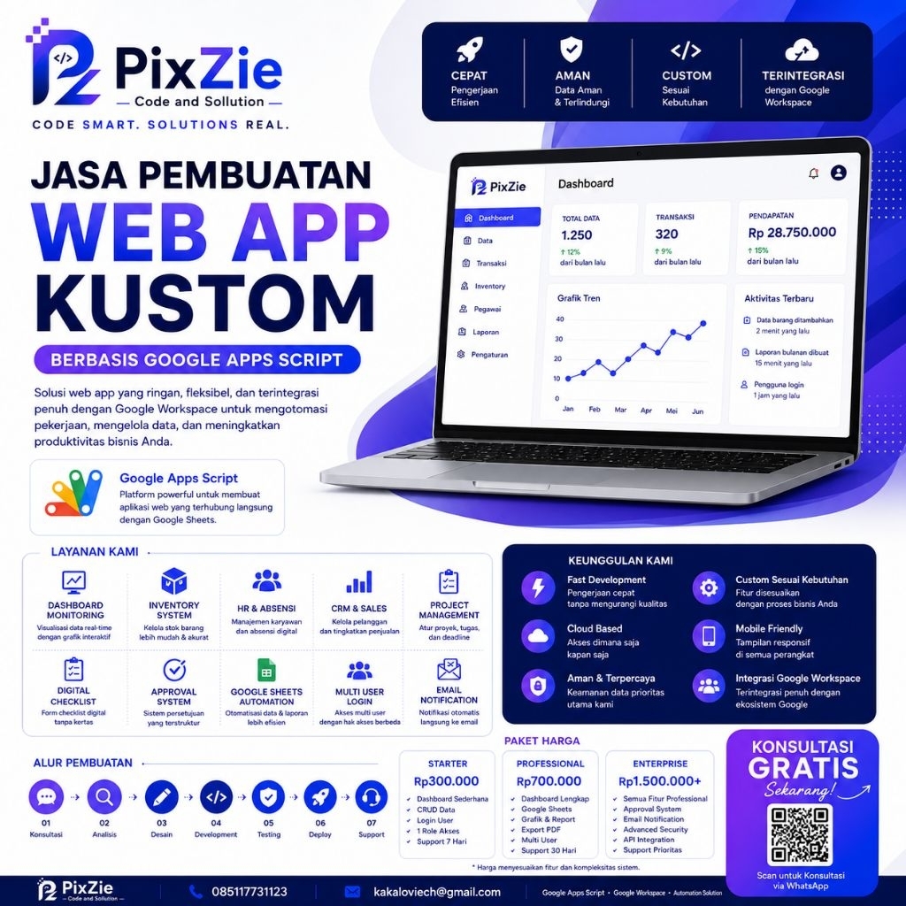 Jasa Pembuatan Website Murah Tanpa Langganan Domain | Google Apps Script | Website Admin | CRM | Inv