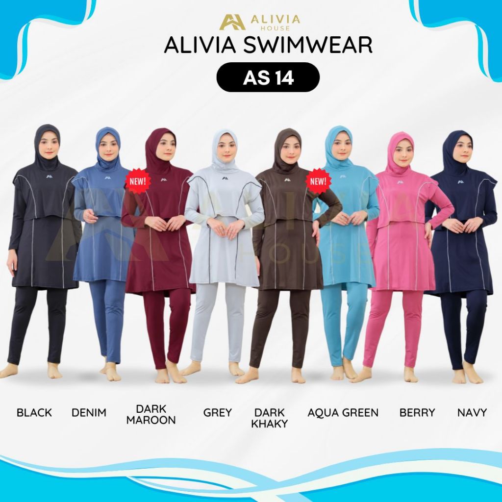 Alivia House - Alivia Swimwear AS14 Baju renang muslimah syari Poly Spandex dewasa wanita muslim per
