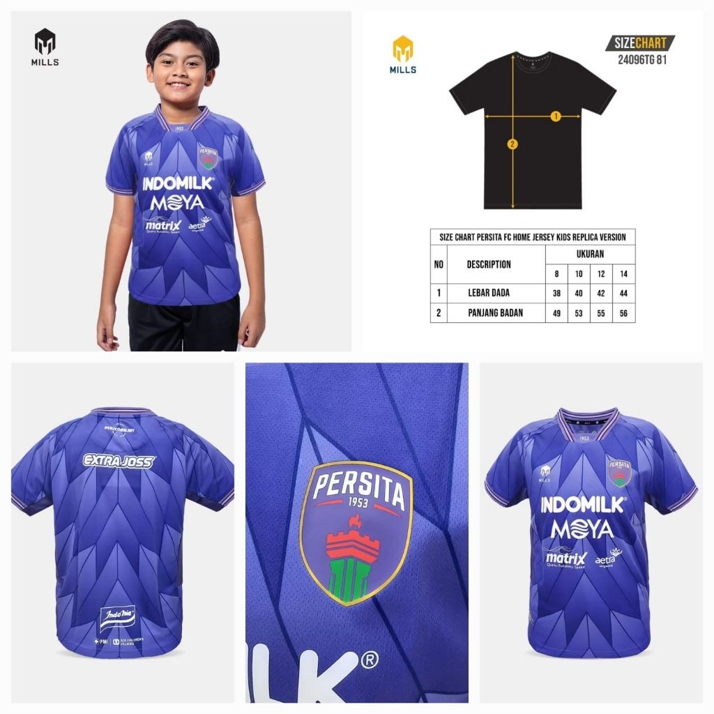 (MILLS) Persita Jersey - Anak Anak Home - 2023 Original (10 tahun)