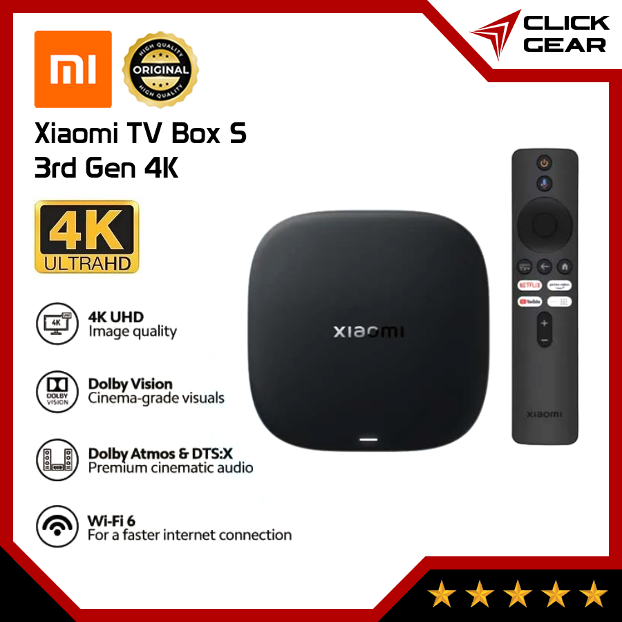 XIAOMI Mi TV Box S + Remote (3rd Gen) - Android Google Smart TV Dolby Vision Atmos HDR 4K Ultra HD U