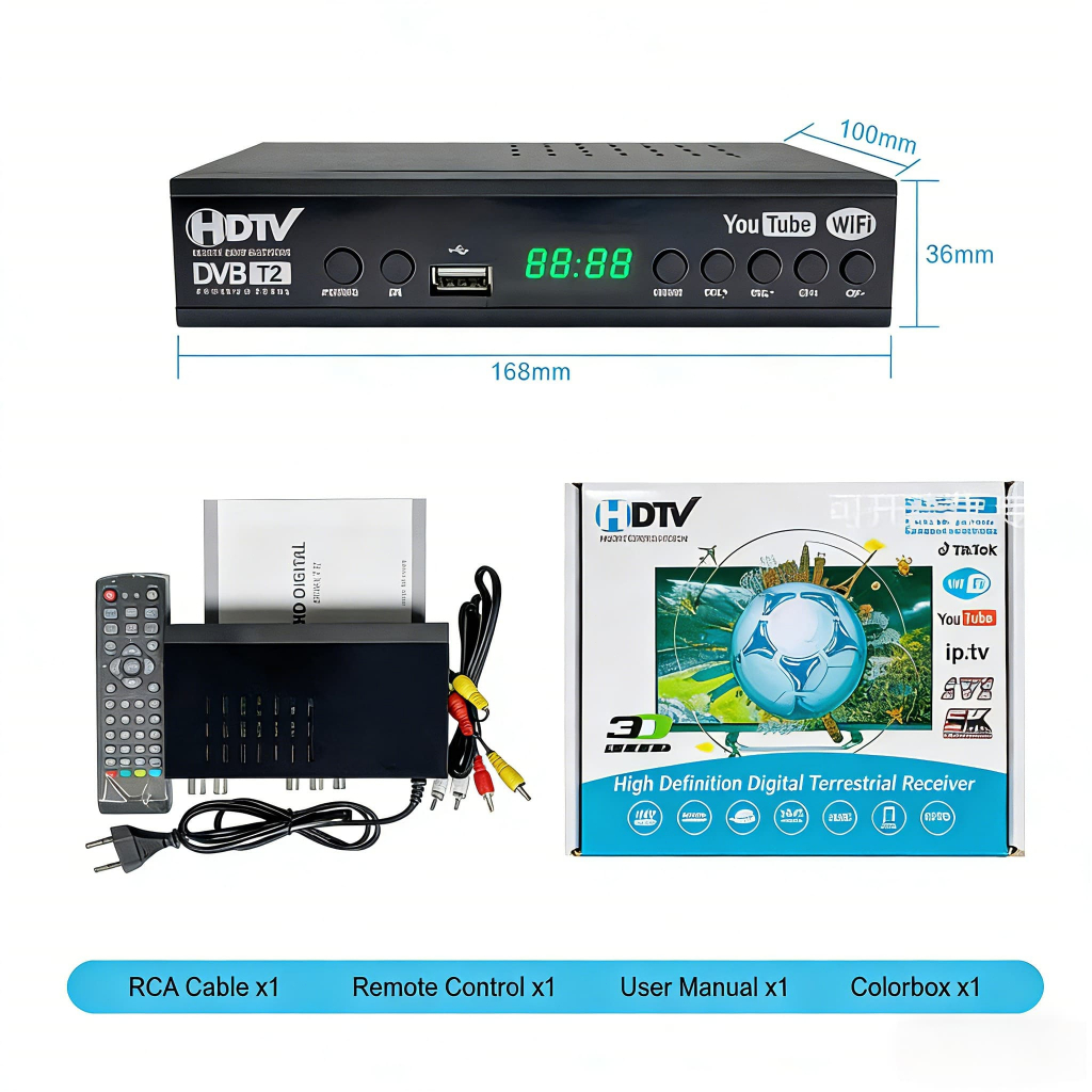 DVB T2 Set Top Box Receiver TV Digital Full HD 1080P Support Hotspot HP WiFi YouTube IPTV PVR Rekam 