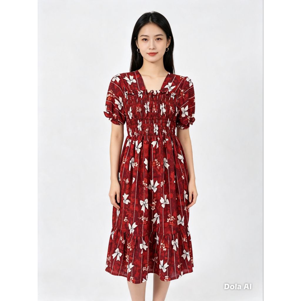 dres wanita voxy premium gaun voxy motif