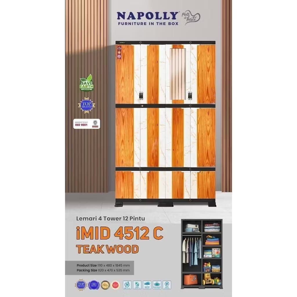 Lemari pakaian plastik Napolly 4 PINTU TAEKWOOD